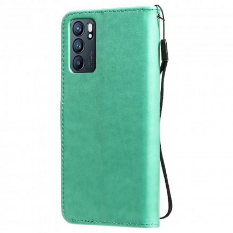 Folio Deksel Oppo Reno 6 5g Cat And Bee Thong Beskyttelse Deksel