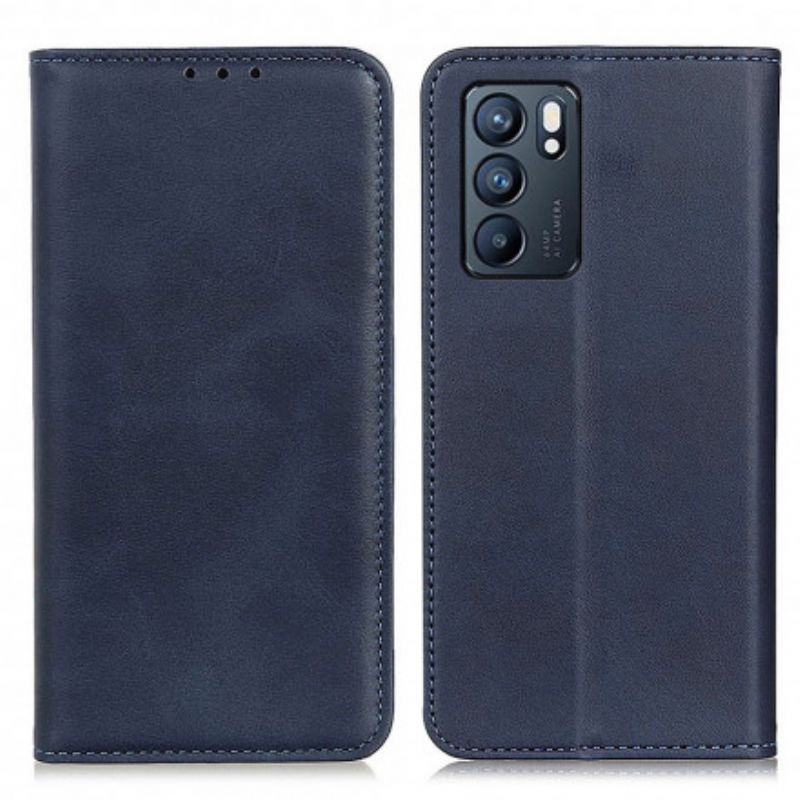 Folio Deksel Oppo Reno 6 5g Split Leather Elegance