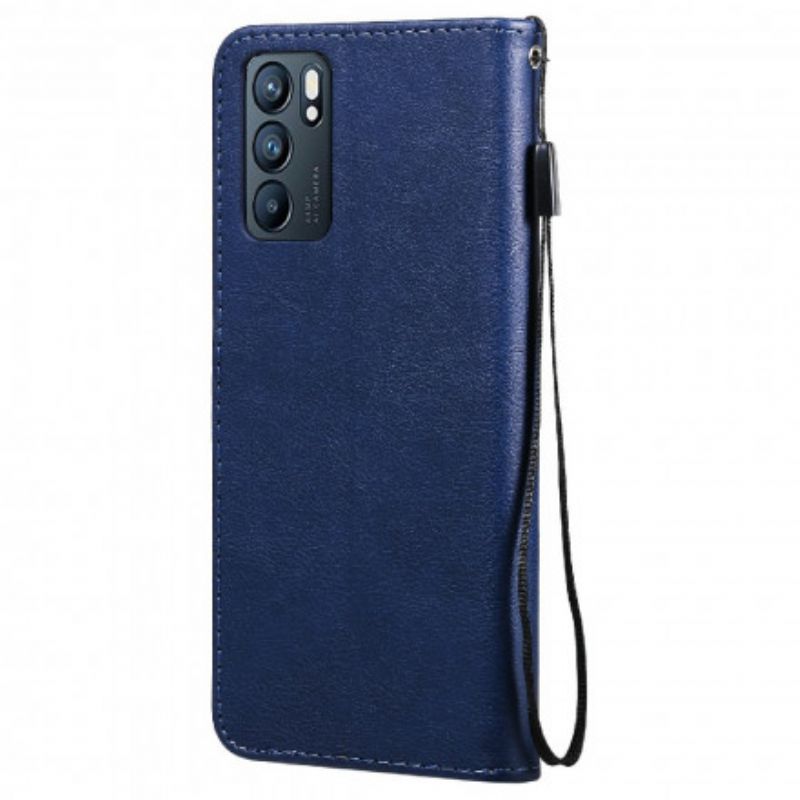 Folio Deksel Til Oppo Reno 6 5g Solid Color Series Strappy