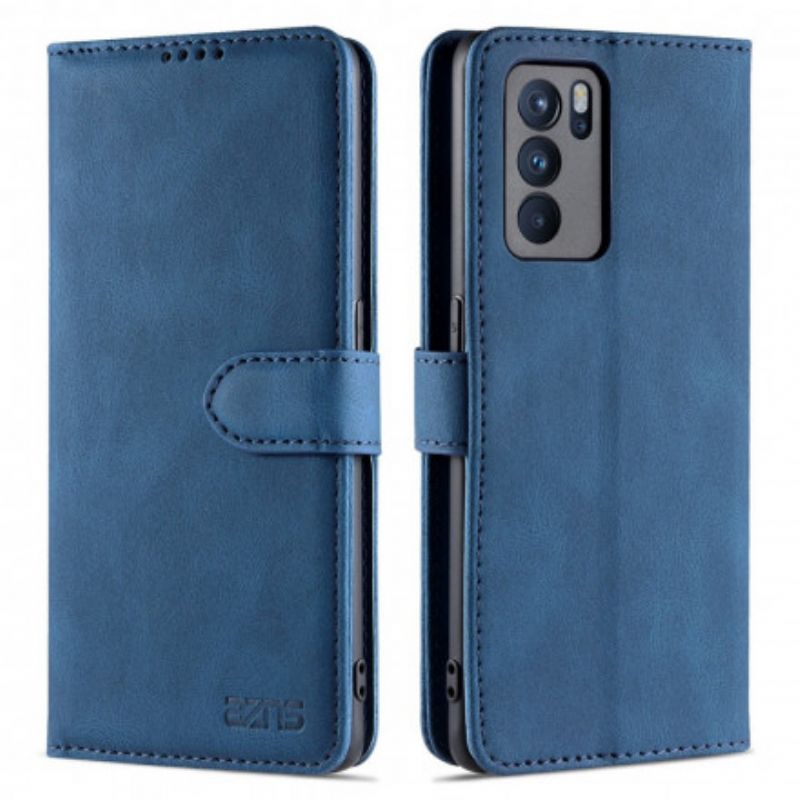 Lærdeksel Folio Deksel Oppo Reno 6 5g Mobildeksel Azns Leather Effect Couture