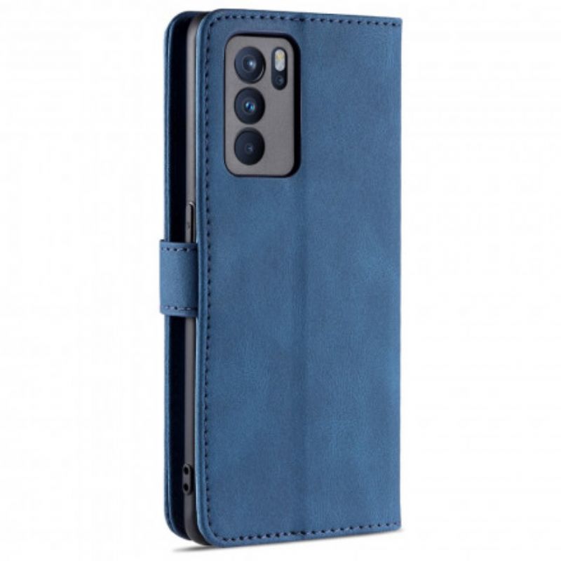 Lærdeksel Folio Deksel Oppo Reno 6 5g Mobildeksel Azns Leather Effect Couture