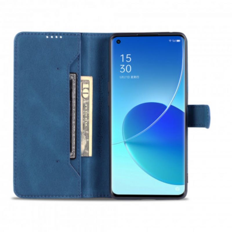 Lærdeksel Folio Deksel Oppo Reno 6 5g Mobildeksel Azns Leather Effect Couture