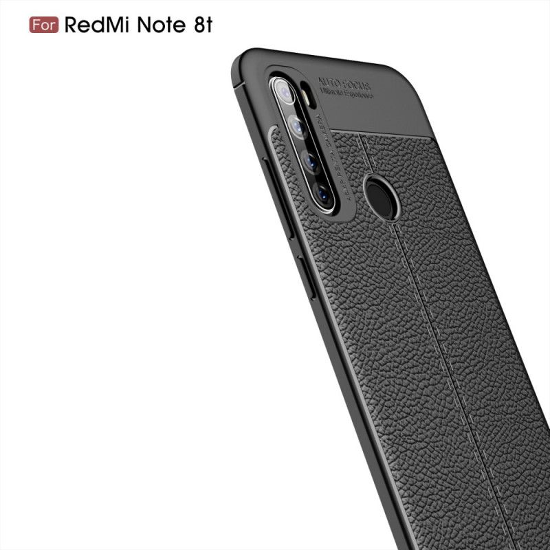 Deksel Xiaomi Redmi Note 8T Svart Dobbeltlinjet Litchi-Effekt