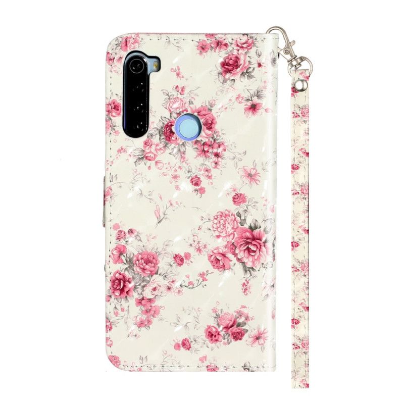 Folio Deksel Xiaomi Redmi Note 8T Blomster Lys Flekker Med Stropp