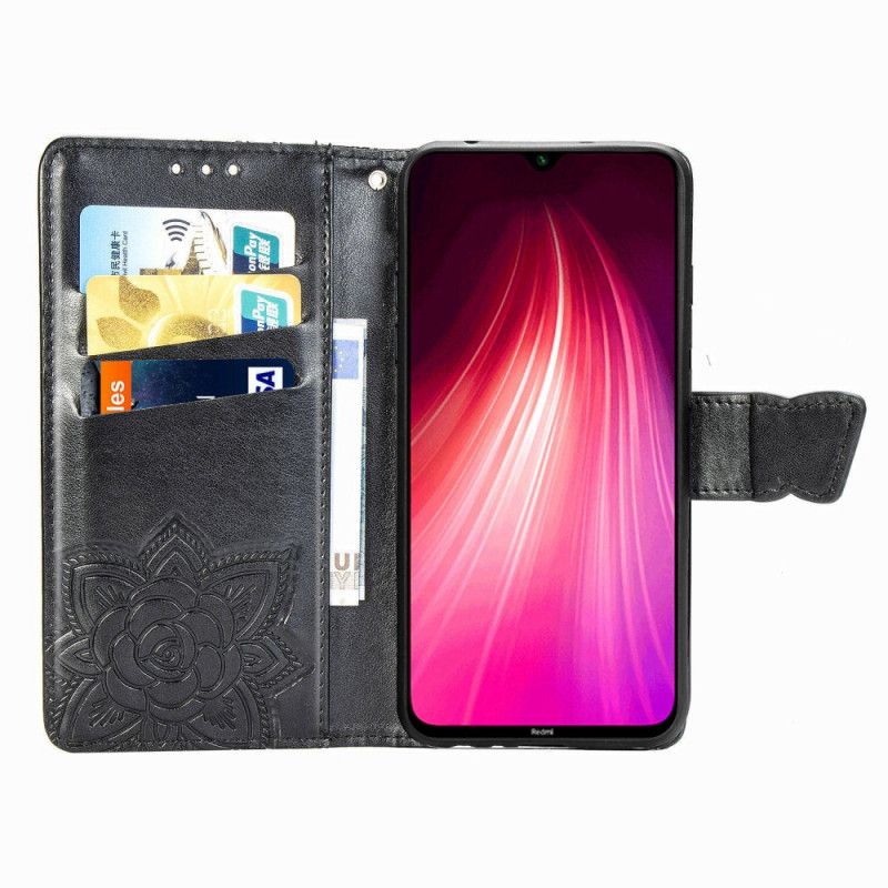 Folio Deksel Xiaomi Redmi Note 8T Svart Halve Sommerfugler Beskyttelse