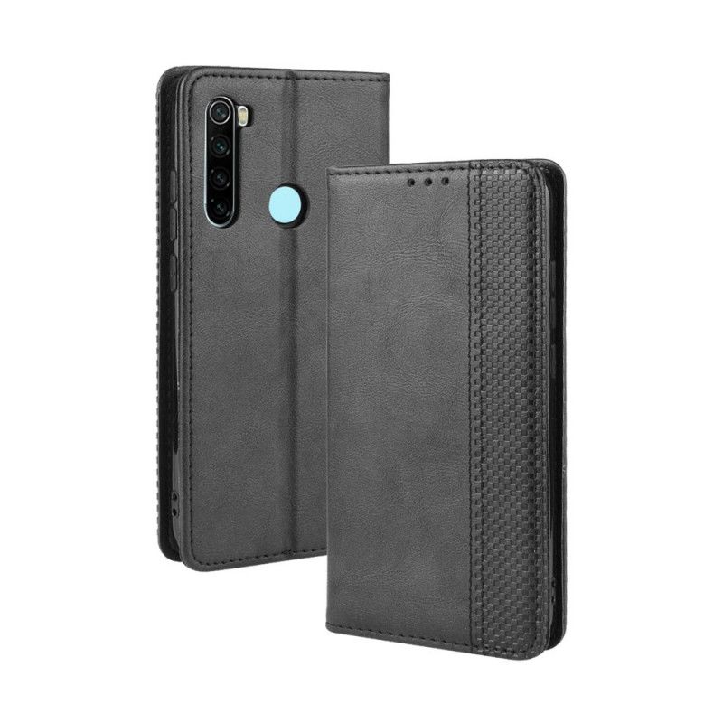 Folio Deksel Xiaomi Redmi Note 8T Svart Stilisert Vintage-Skinneffekt