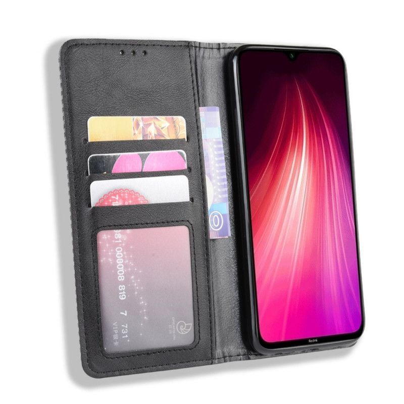 Folio Deksel Xiaomi Redmi Note 8T Svart Stilisert Vintage-Skinneffekt