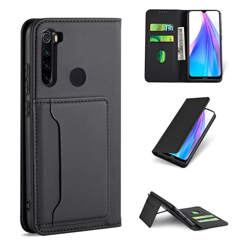 Folio Deksel Xiaomi Redmi Note 8T Svart Støttekortholder Anti-fall