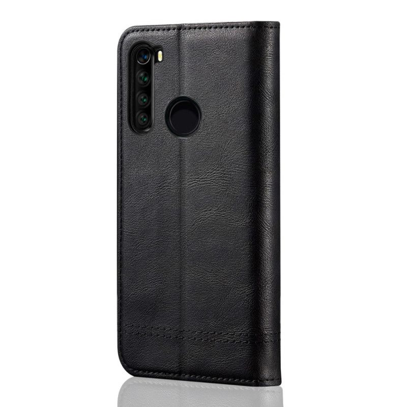 Folio Deksel Xiaomi Redmi Note 8T Svart Sydd Skinneffekt Anti-fall