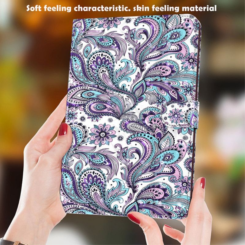 Deksel I Imitert Lær Samsung Galaxy Tab S7 Paisley Mønster