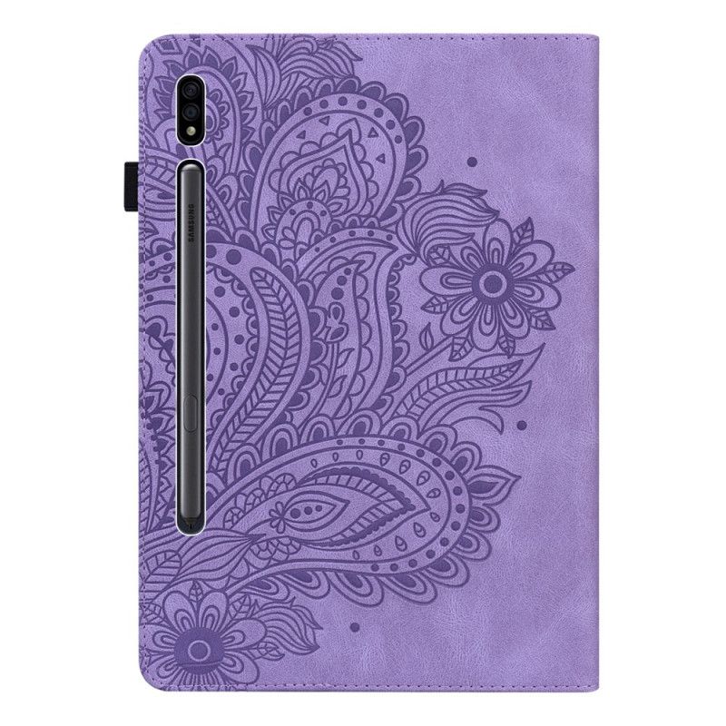 Etui for Samsung Galaxy Tab S7 Rød Blomstertrykk