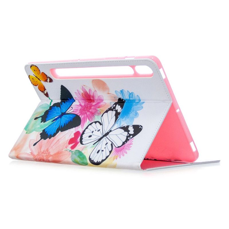 Etui Samsung Galaxy Tab S7 Rosa Akvarell Sommerfugler