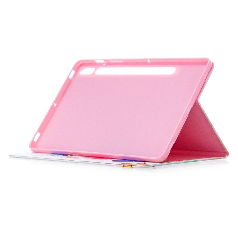 Etui Samsung Galaxy Tab S7 Rosa Akvarell Sommerfugler