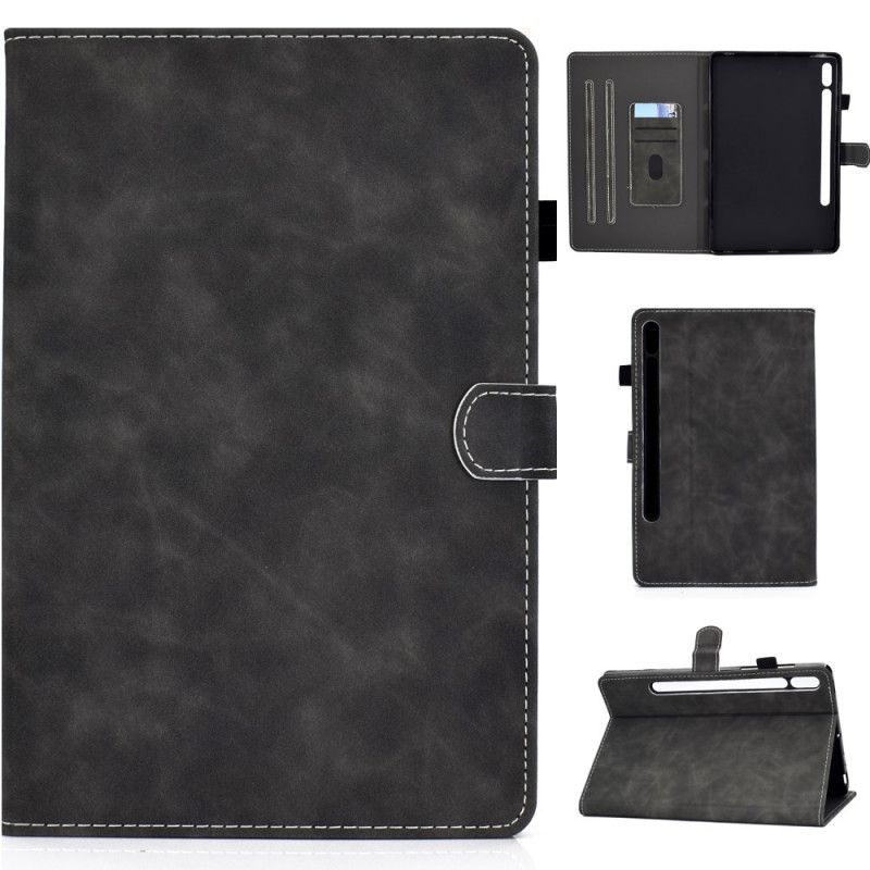 Folio Deksel for Samsung Galaxy Tab S7 Svart Vintage Design Skinneffekt