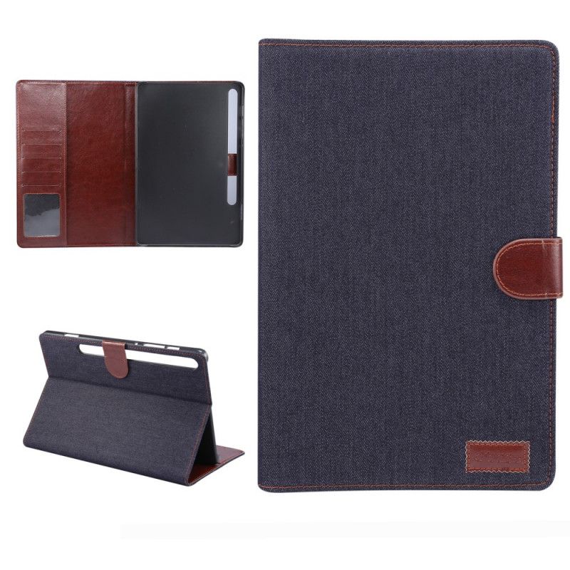 Folio Deksel Samsung Galaxy Tab S7 Svart Jeans Anti-fall