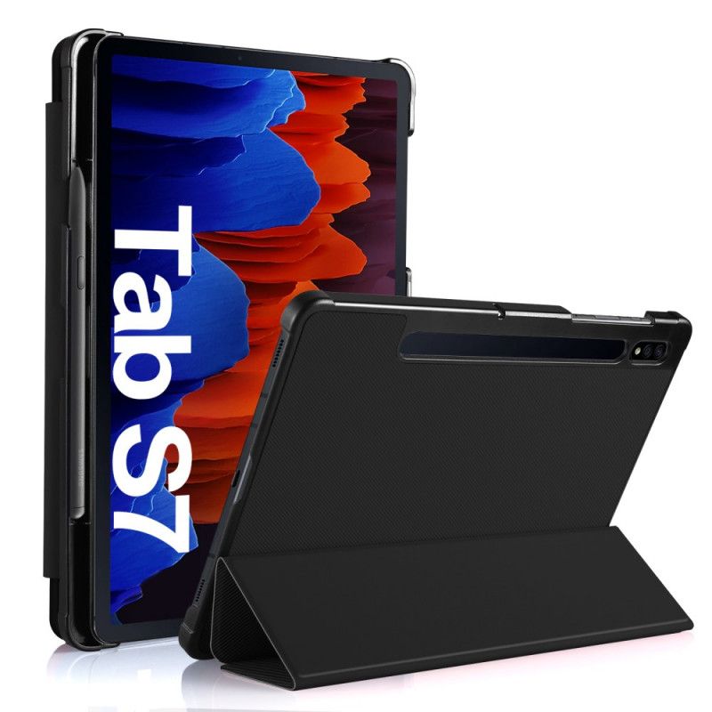 Smart Veske Samsung Galaxy Tab S7 Svart Tri Fold Forsterket Pennholder