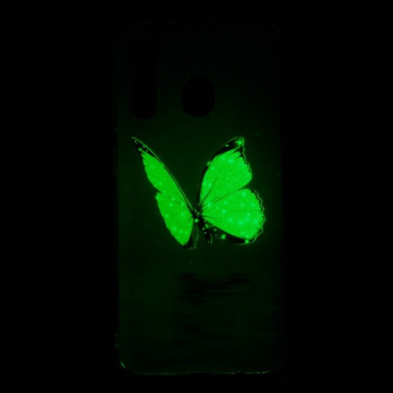 Deksel Samsung Galaxy A50 Mobildeksel Fluorescerende Blå Sommerfugl