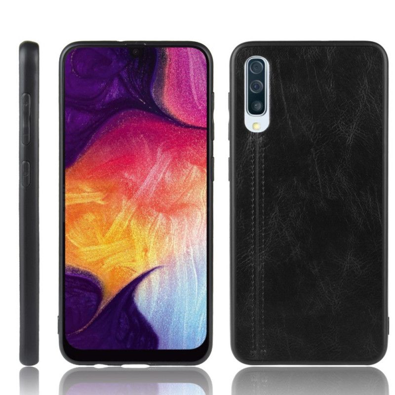 Deksel Samsung Galaxy A50 Svart Sydd Skinneffekt