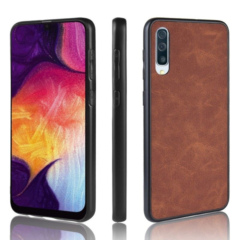 Deksel Samsung Galaxy A50 Svart Vintage-Look Skinneffekt Anti-fall