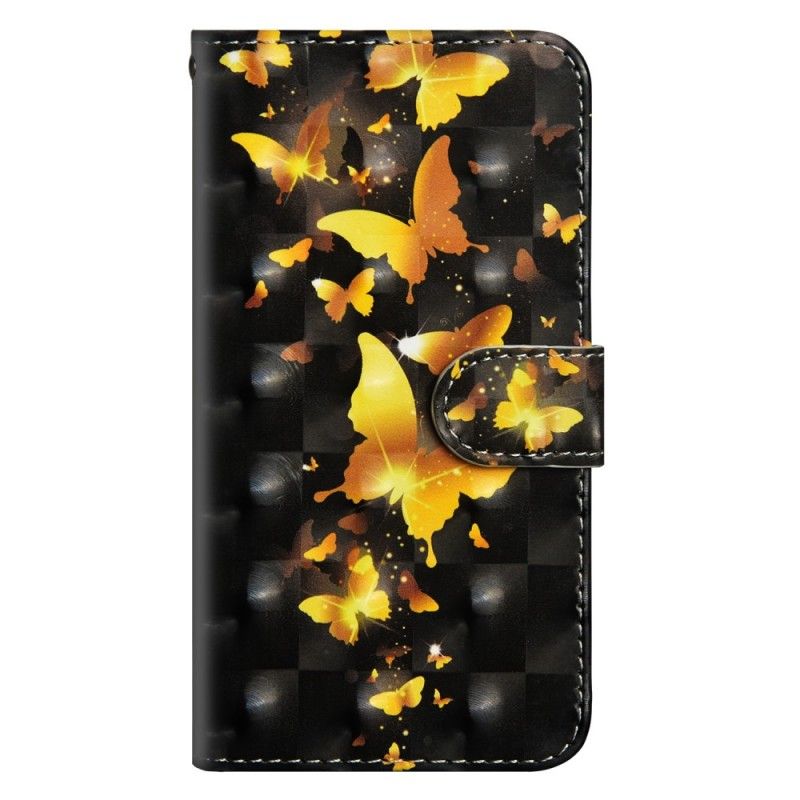 Folio Deksel for Samsung Galaxy A50 Gule Sommerfugler