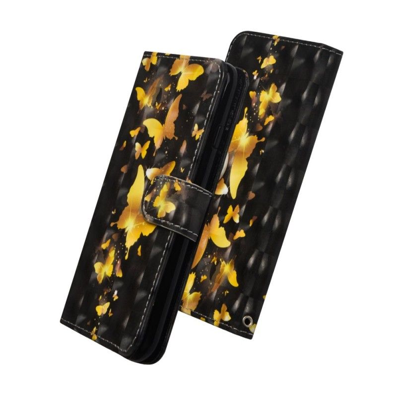 Folio Deksel for Samsung Galaxy A50 Gule Sommerfugler