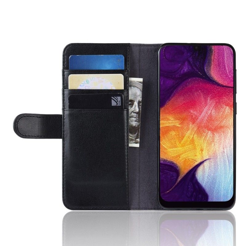 Folio Deksel for Samsung Galaxy A50 Svart Delt Skinn