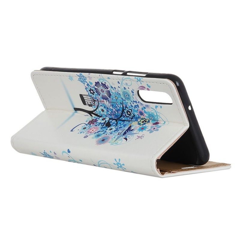 Folio Deksel Samsung Galaxy A50 Oransje Blomstrende Tre