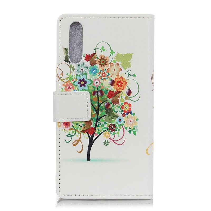 Folio Deksel Samsung Galaxy A50 Oransje Blomstrende Tre