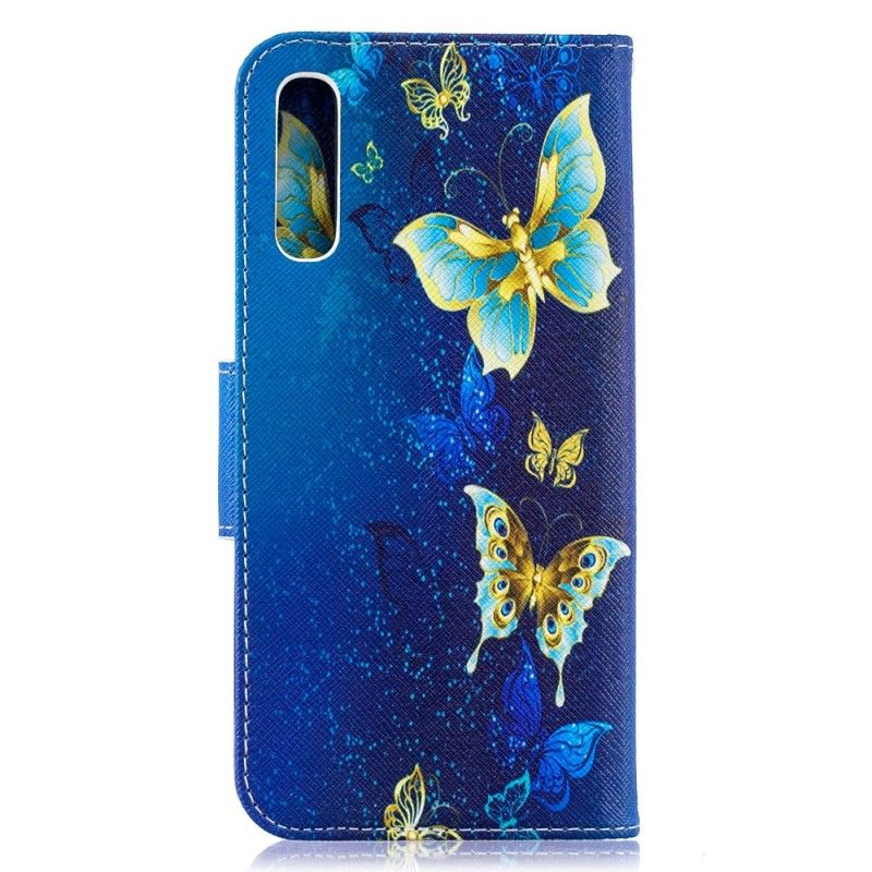 Folio Deksel Samsung Galaxy A50 Rosa Gyldne Sommerfugler