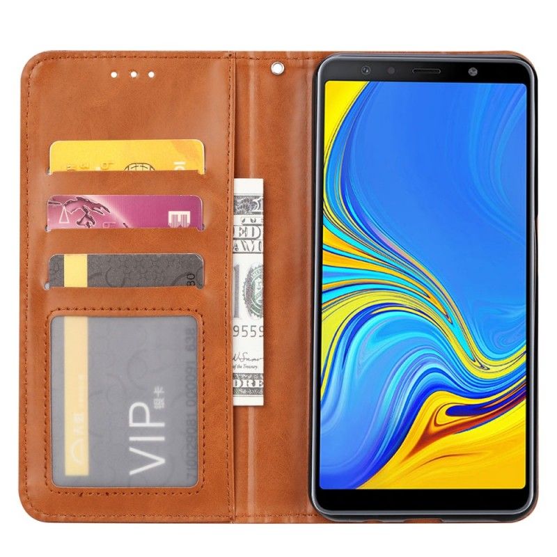 Folio Deksel Samsung Galaxy A50 Svart Kortholder I Imitert Skinn