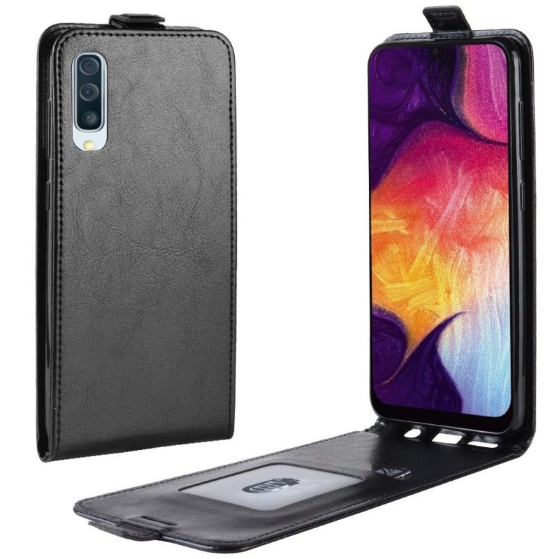 Folio Deksel Samsung Galaxy A50 Svart Sammenleggbar Skinneffekt Anti-fall