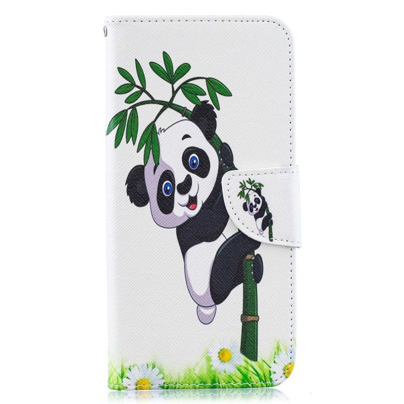 Lærdeksel Folio Deksel Samsung Galaxy A50 Mobildeksel Panda På Bambus