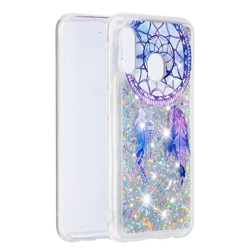 Deksel Samsung Galaxy A20e Blue Glitter Dreamcatcher