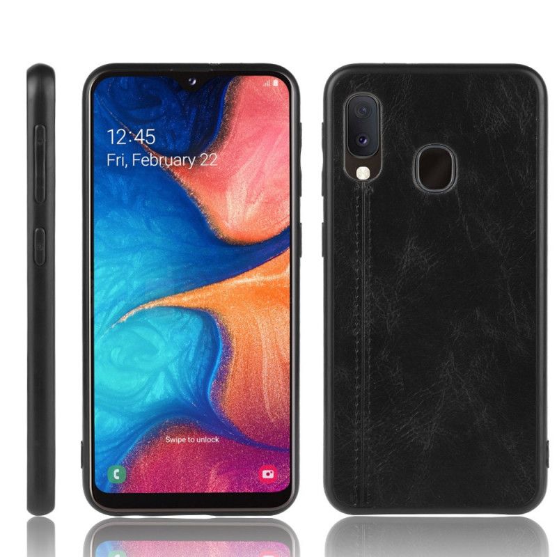 Deksel Samsung Galaxy A20e Svart Sydd Skinneffekt