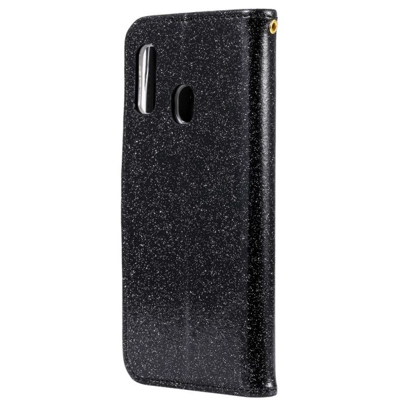 Folio Deksel for Samsung Galaxy A20e Gull Paljetter Og Diamanter