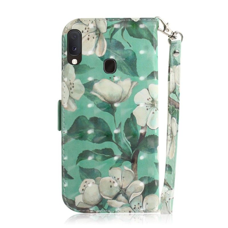 Folio Deksel Samsung Galaxy A20e Blomstrende Gren Med Tanga