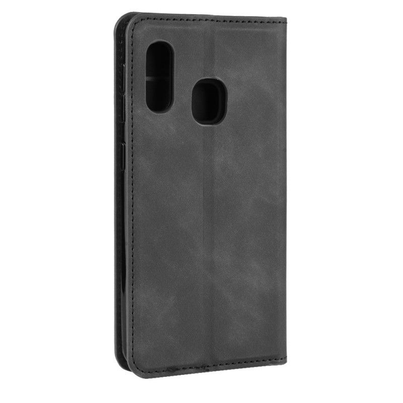 Folio Deksel Samsung Galaxy A20e Svart Mobildeksel Elegant Skinneffekt