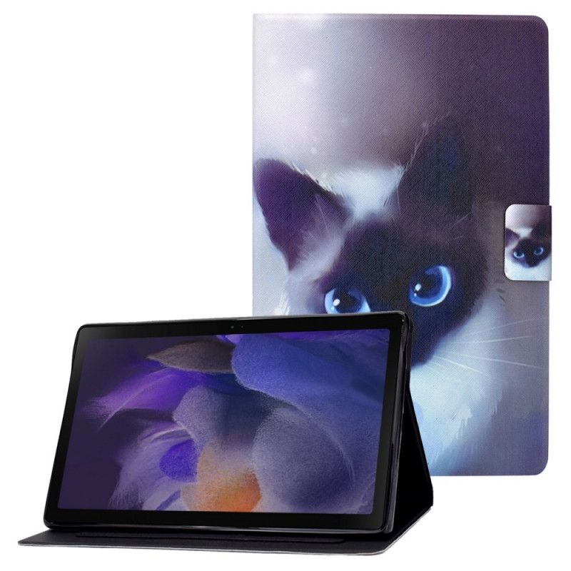 Lærdeksel Folio Deksel Samsung Galaxy Tab A8 Mobildeksel (2021) Blue Eyes Cat