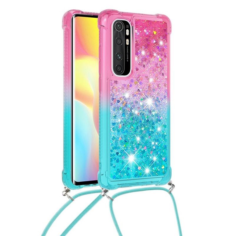 Deksel Xiaomi Mi Note 10 Lite Rosa Silikonglitter Og Ledning