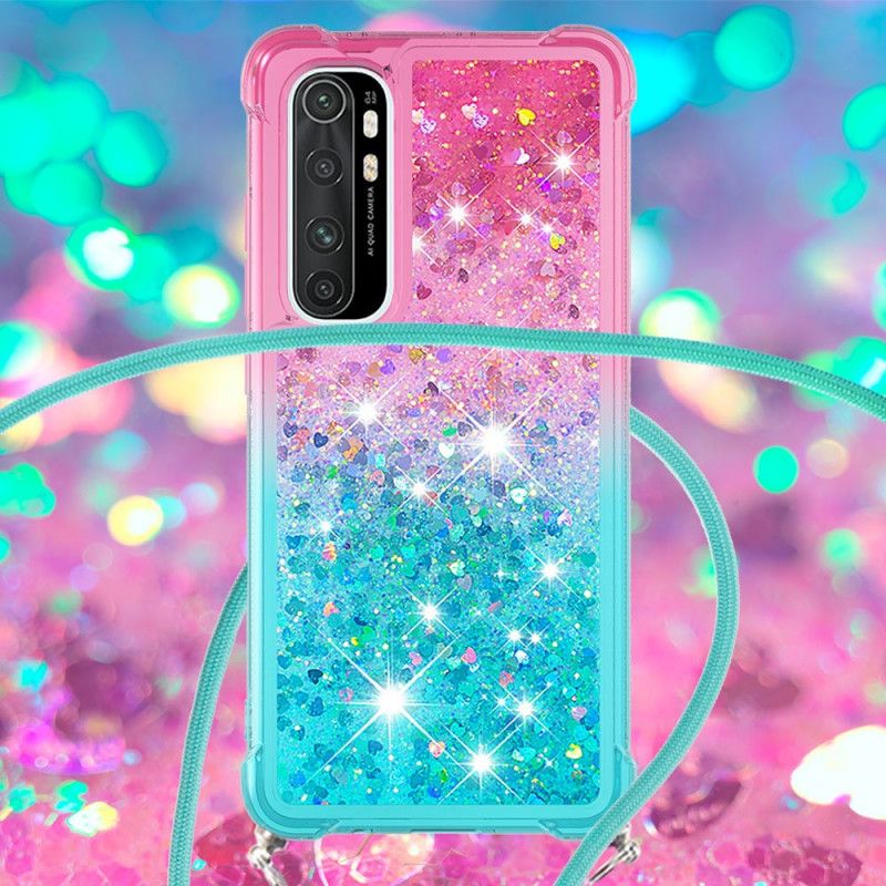 Deksel Xiaomi Mi Note 10 Lite Rosa Silikonglitter Og Ledning