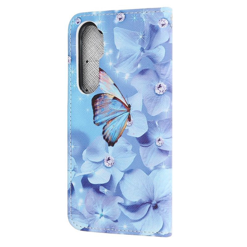 Folio Deksel for Xiaomi Mi Note 10 Lite Diamantsommerfugler Med Tanga