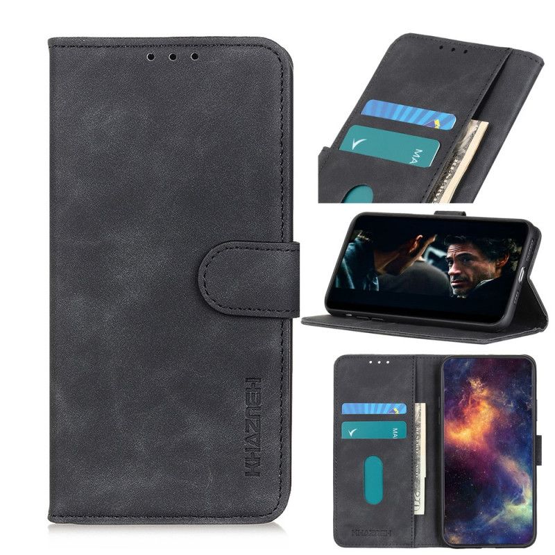 Folio Deksel for Xiaomi Mi Note 10 Lite Svart Vintage Khazneh-Effektmatte I Skinn