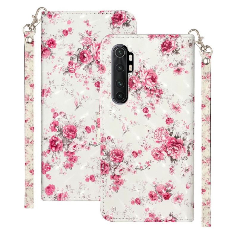 Folio Deksel Xiaomi Mi Note 10 Lite Blomsterlys Flekker Med Stropp