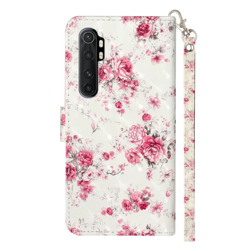 Folio Deksel Xiaomi Mi Note 10 Lite Blomsterlys Flekker Med Stropp