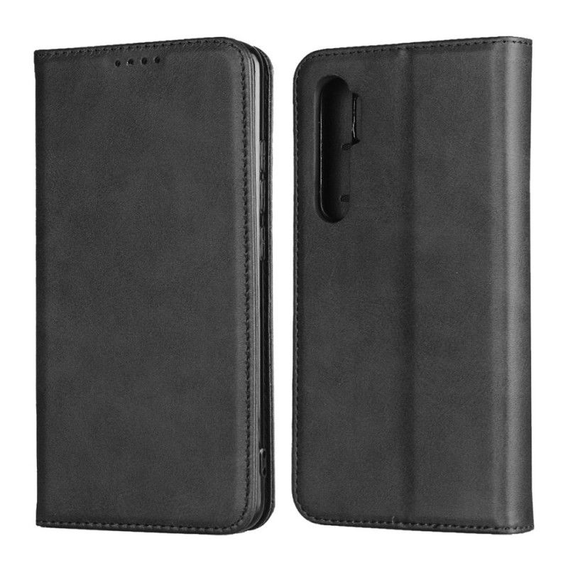 Folio Deksel Xiaomi Mi Note 10 Lite Svart Elegant Delt Skinn