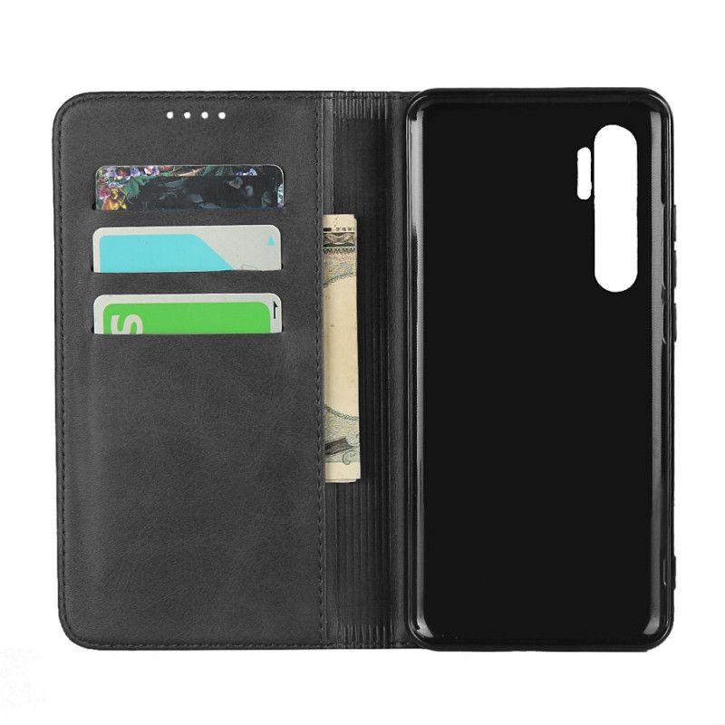 Folio Deksel Xiaomi Mi Note 10 Lite Svart Elegant Delt Skinn