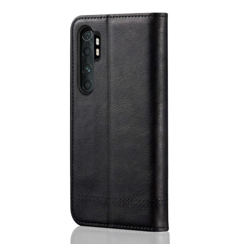 Folio Deksel Xiaomi Mi Note 10 Lite Svart Sying Av Skinneffekt