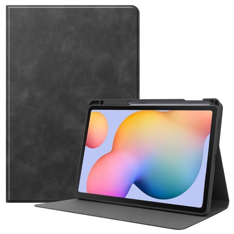 Etui Samsung Galaxy Tab S6 Lite Svart Pennholder I Skinn