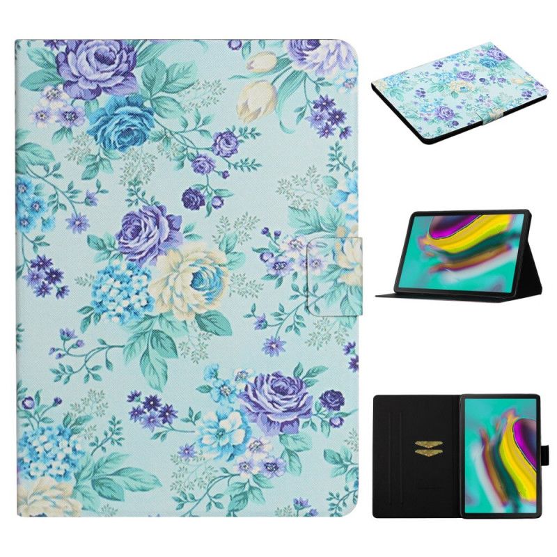 Lærdeksel Folio Deksel Samsung Galaxy Tab S6 Lite Svart Mobildeksel Blomster Blomster Blomster