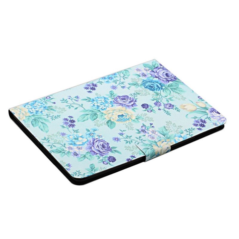 Lærdeksel Folio Deksel Samsung Galaxy Tab S6 Lite Svart Mobildeksel Blomster Blomster Blomster